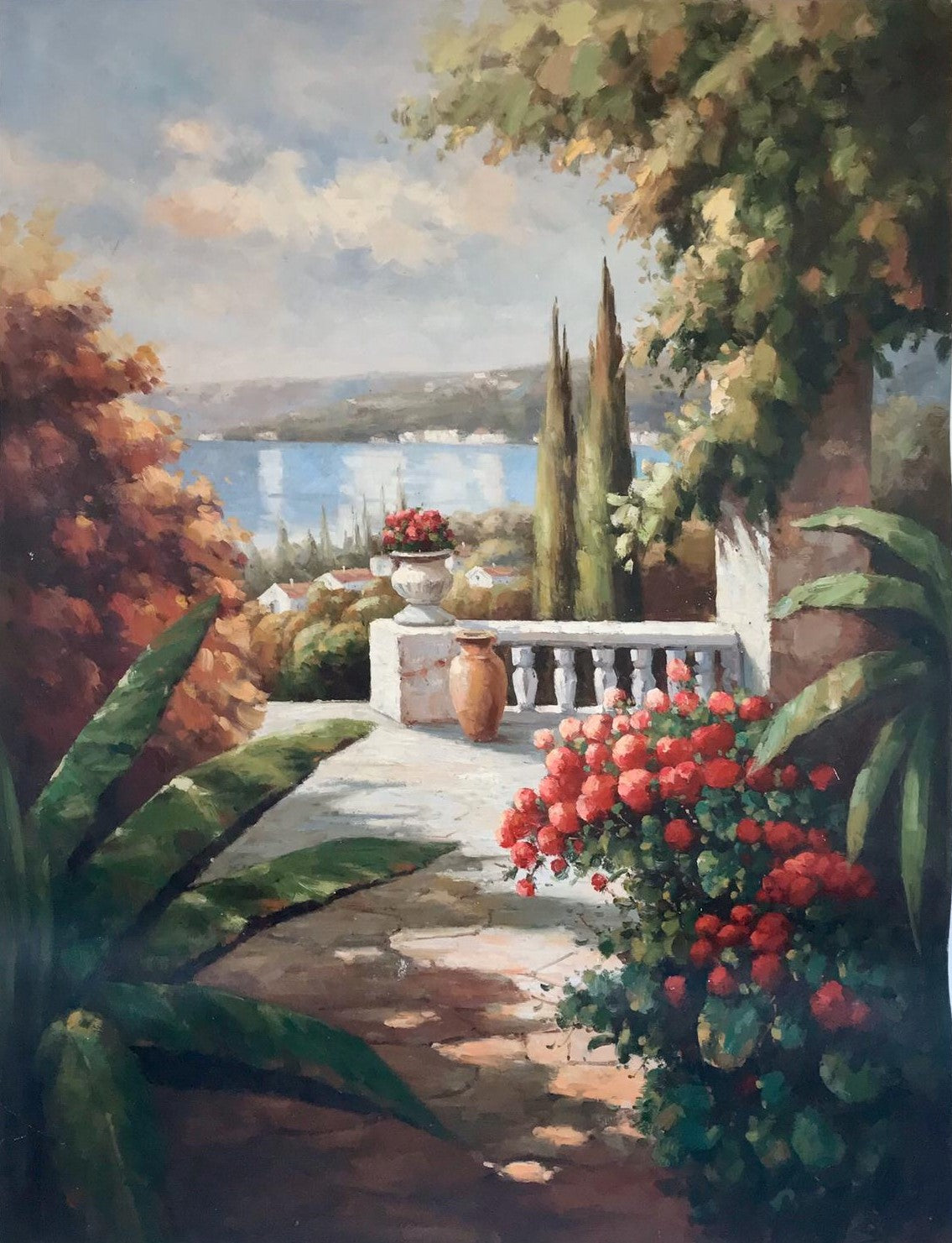 Allée de jardin avec vue sur la mer