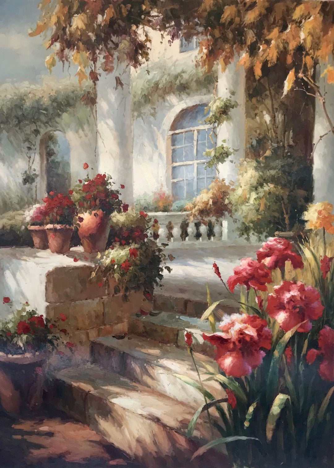 Escalier de jardin menant à une maison
