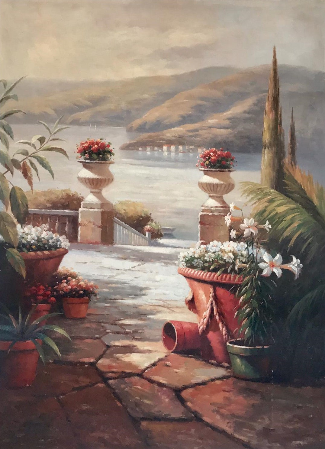 Chemin de jardin menant au bord de mer