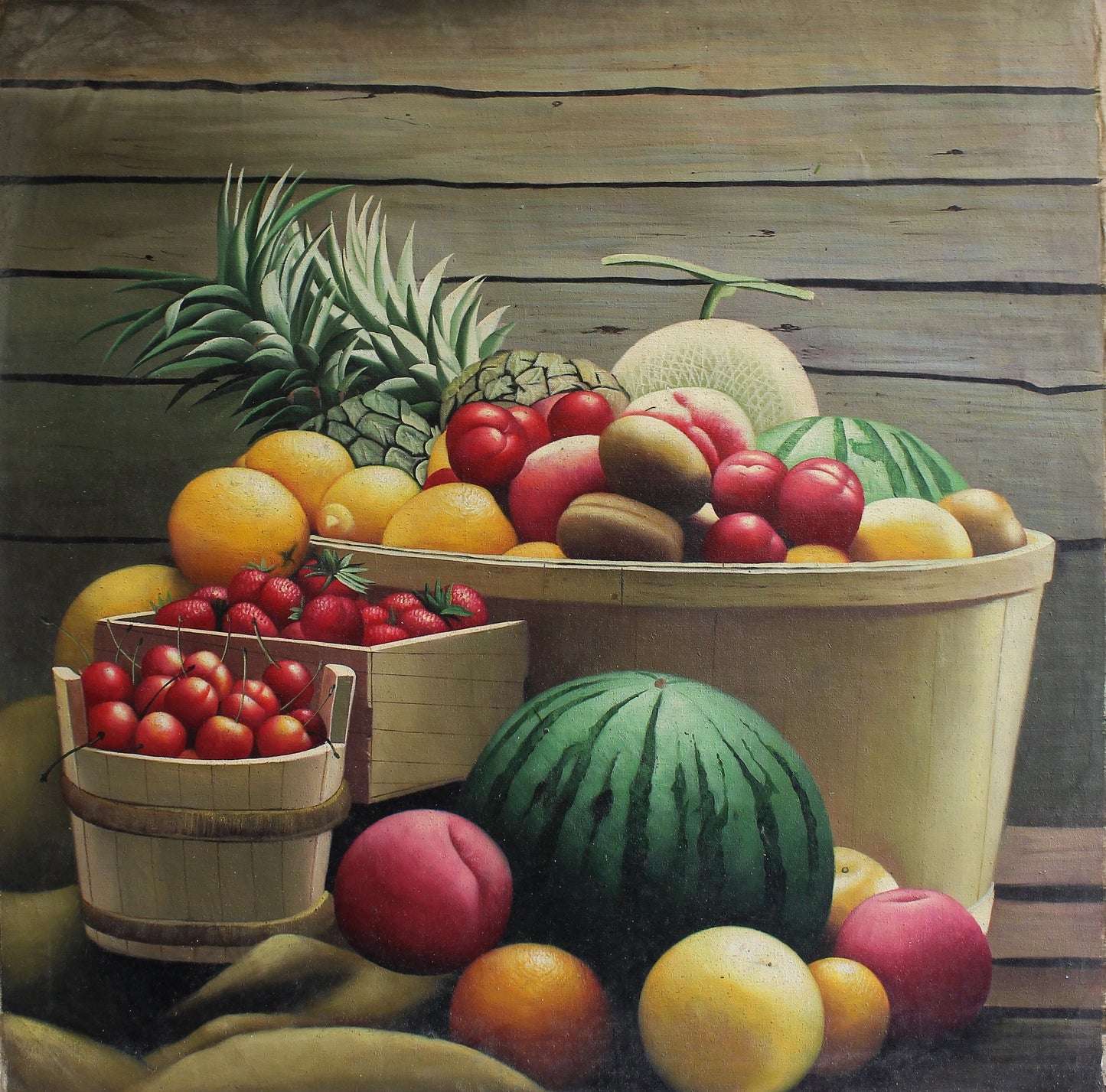 Nature morte de fruits en contenants