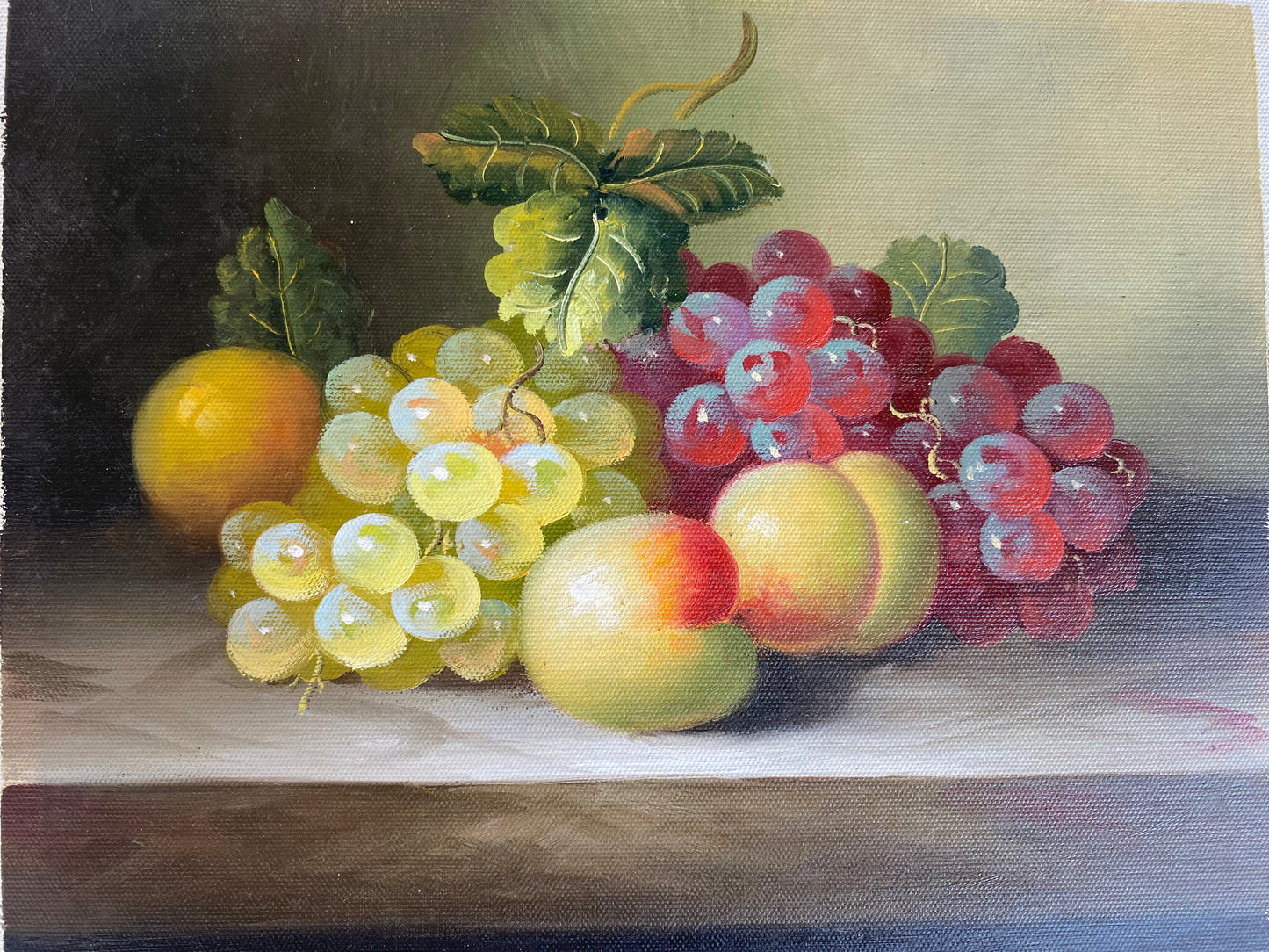 Nature morte de raisins, de pêches et d'un citron