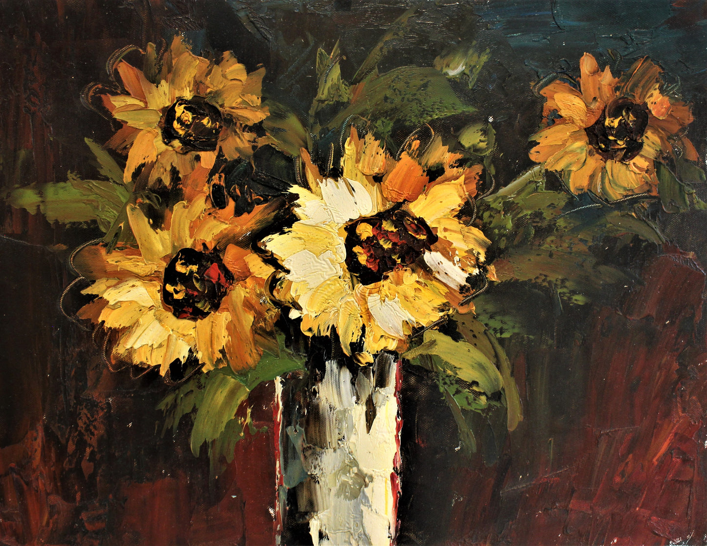 Nature morte de quatre tournesols