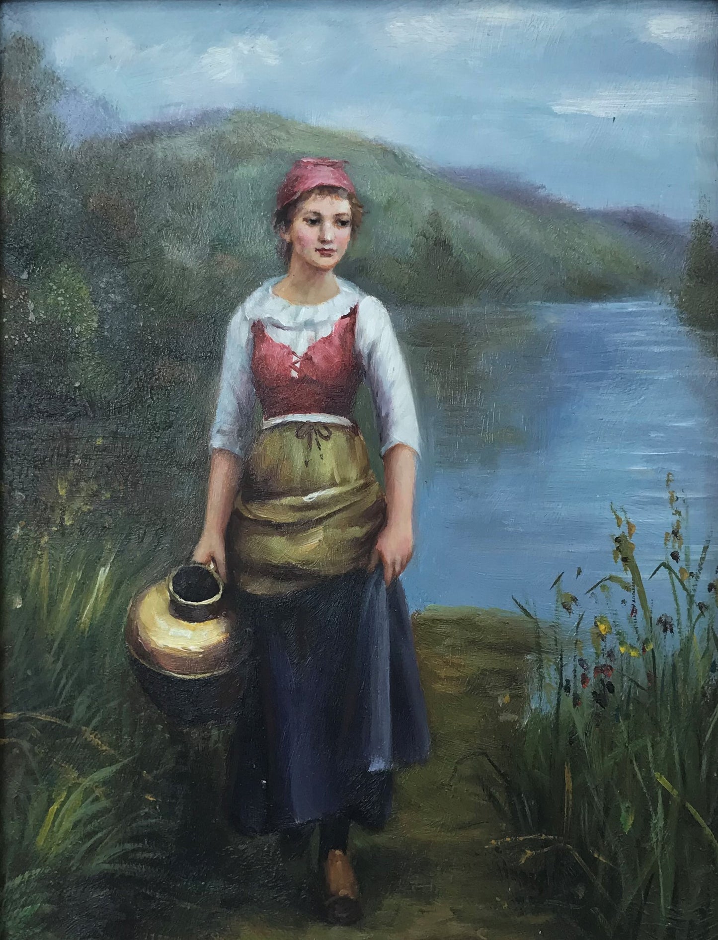 Femme recueillant de l'eau
