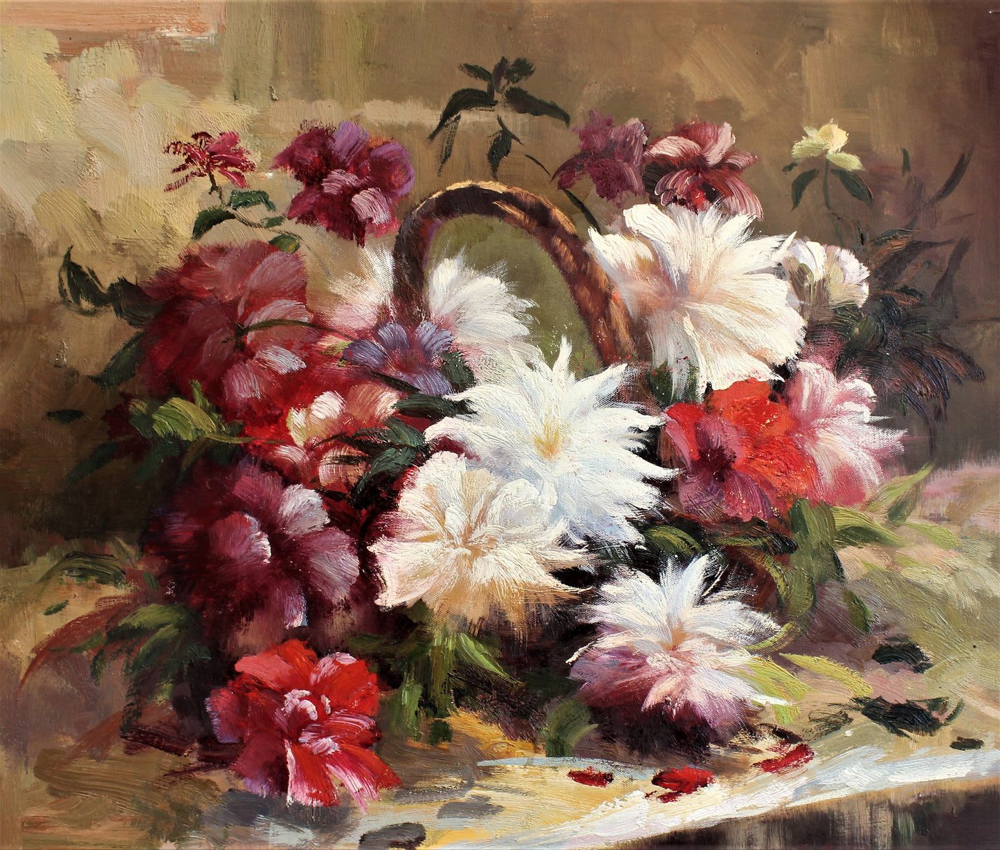 Nature morte de fleurs dans un panier