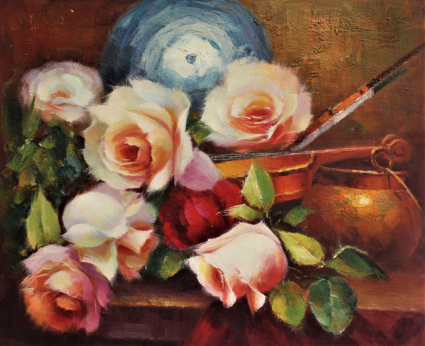 Nature morte de fleurs et d'un violon