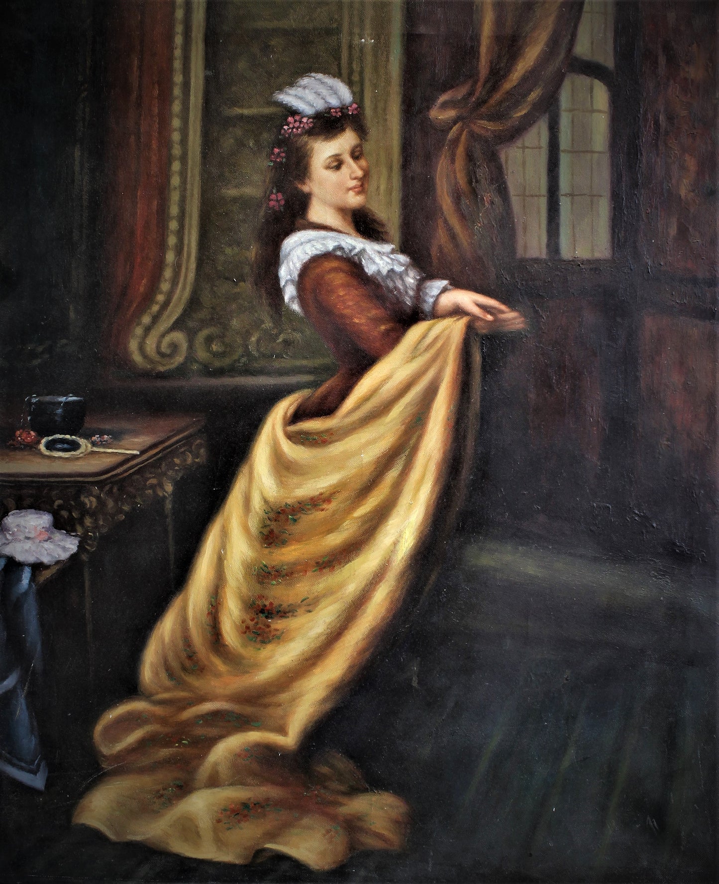 Femme formelle portant un châle beige
