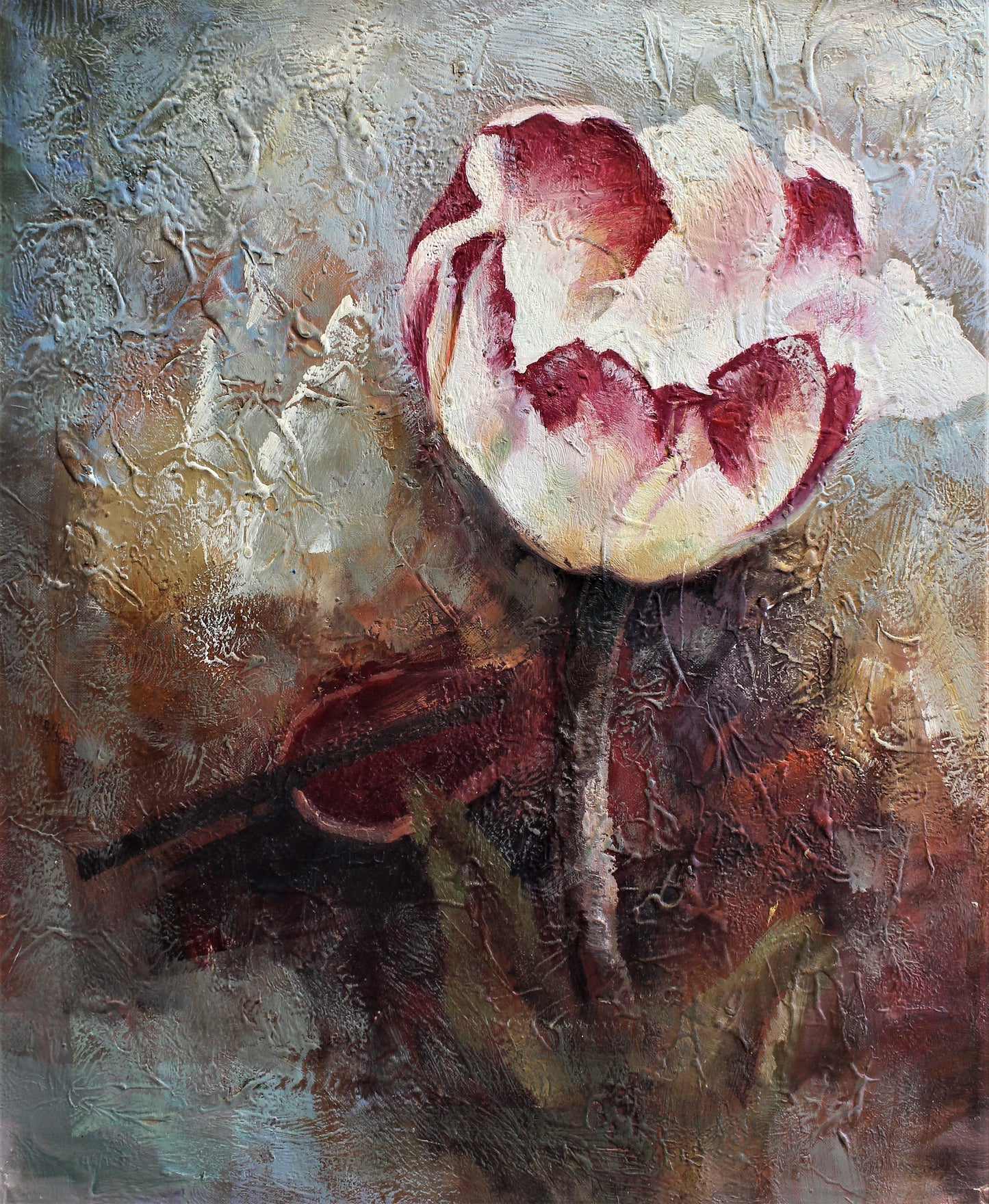 Nature morte de tulipes rouges et blanches