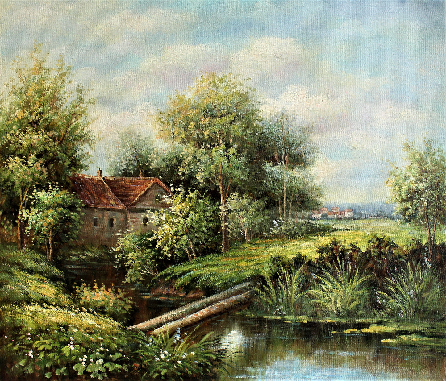 Wooden bridge over a small stream