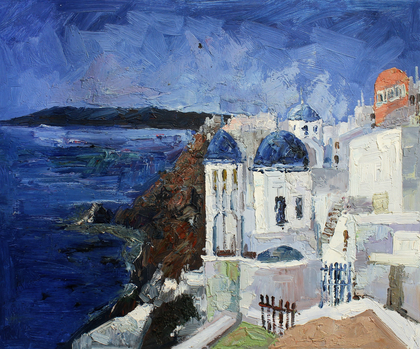 Greek village by an ocean