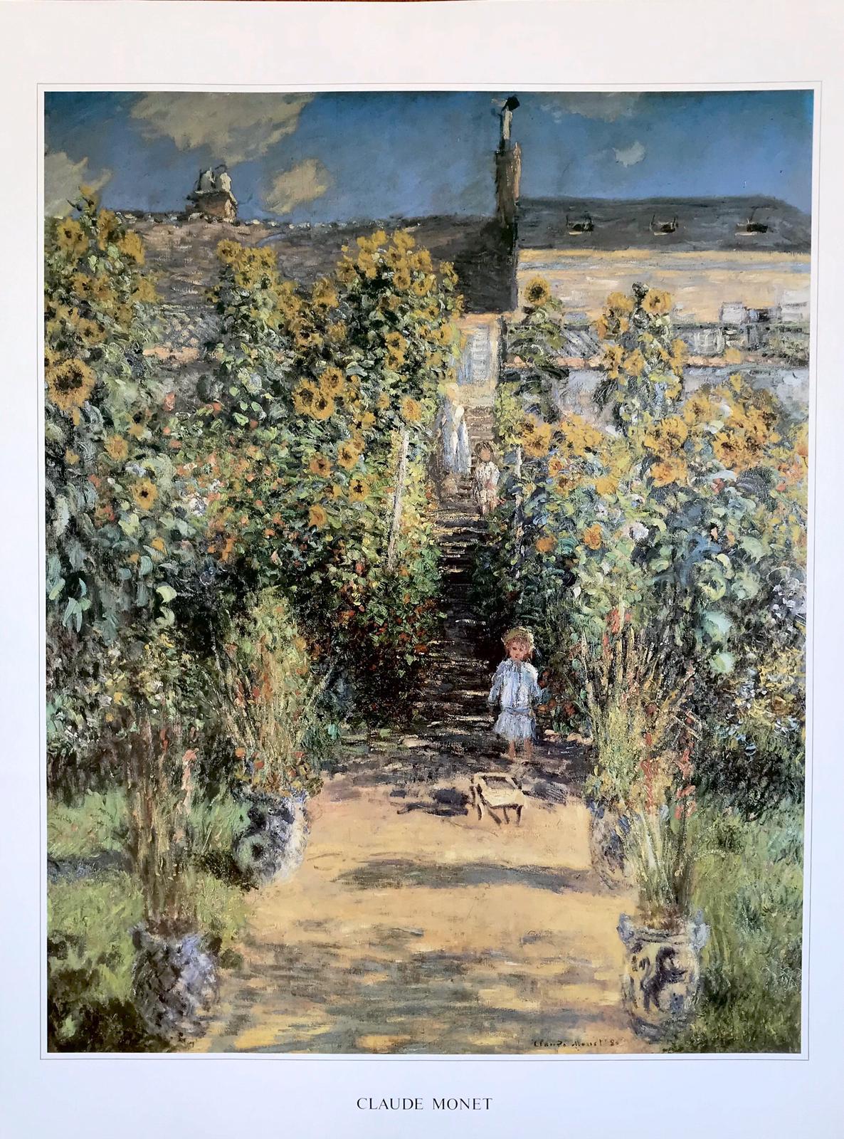 Poster of sunflower garden by Claude Monet