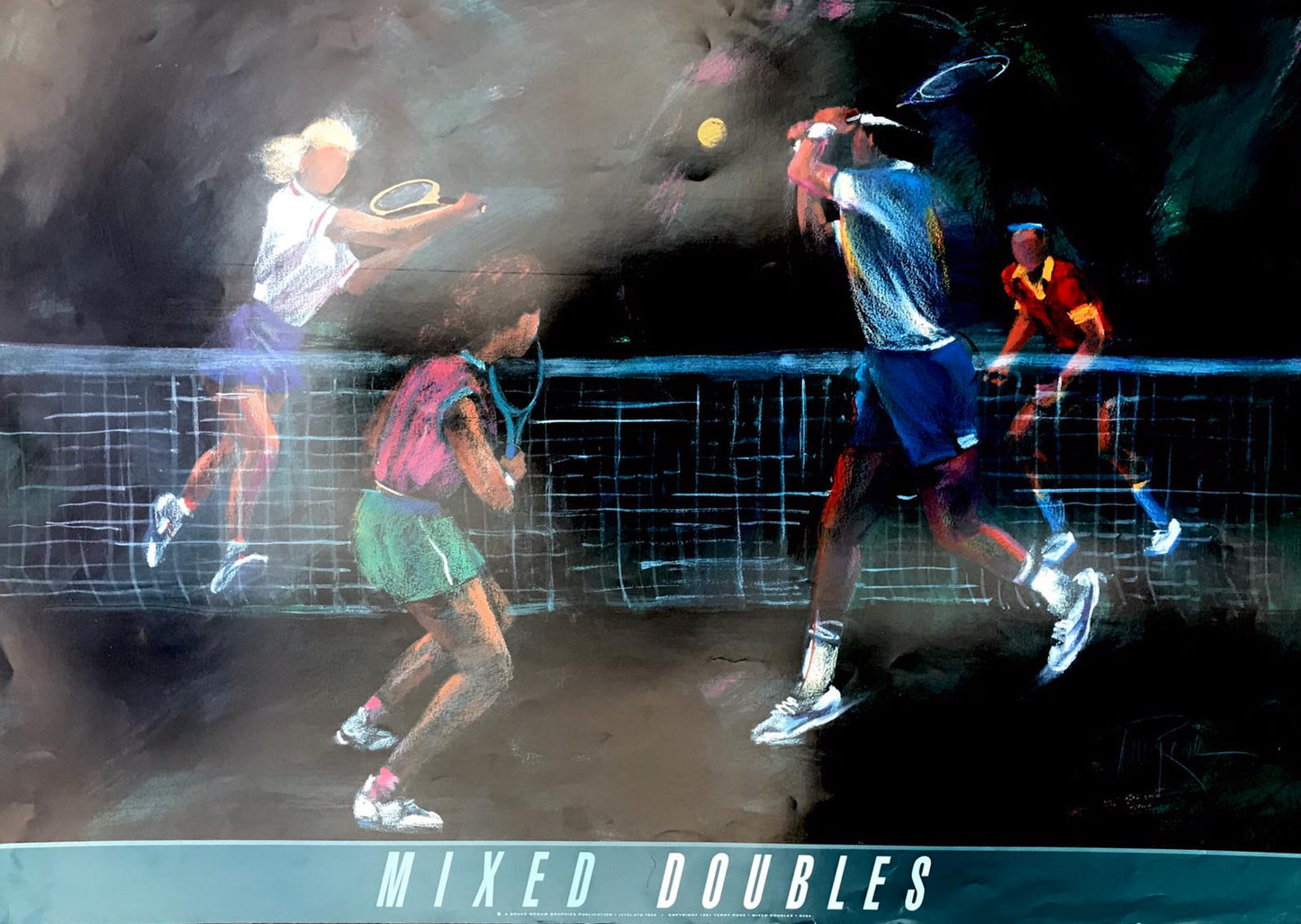 Affiche de tennis « DOUBLES MIXTES »