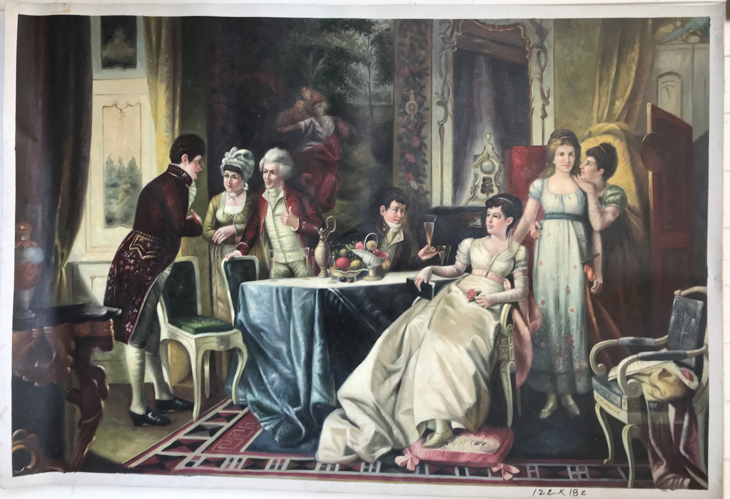 Personnages classiques dans une salle à manger