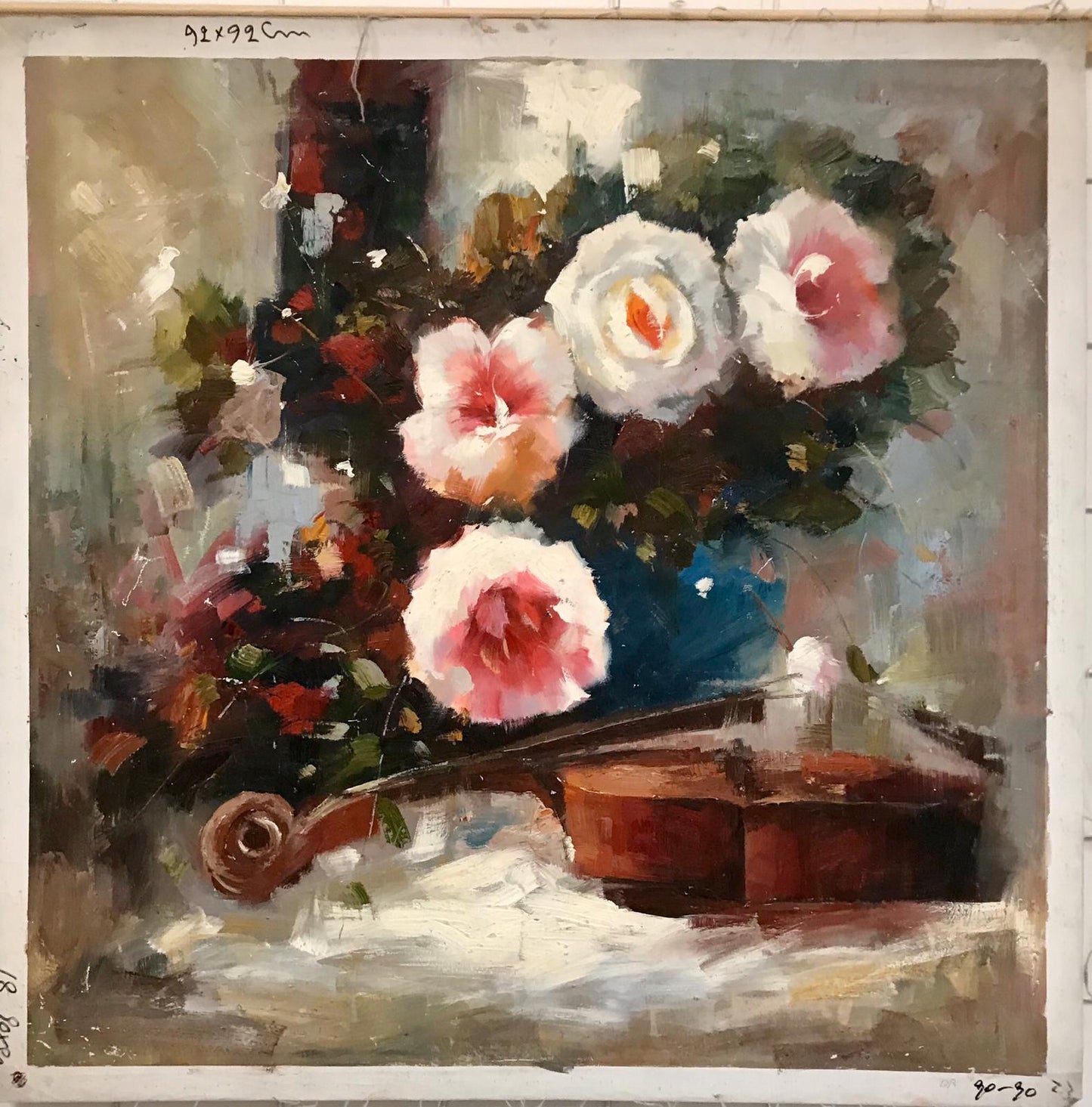 Nature morte au violon et au bouquet de roses