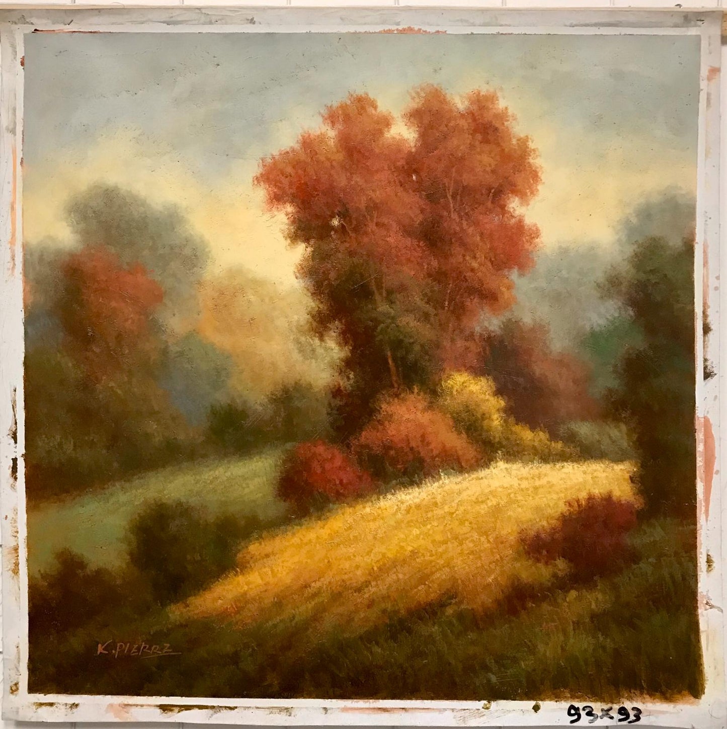 Champ doré avec arbre d'automne