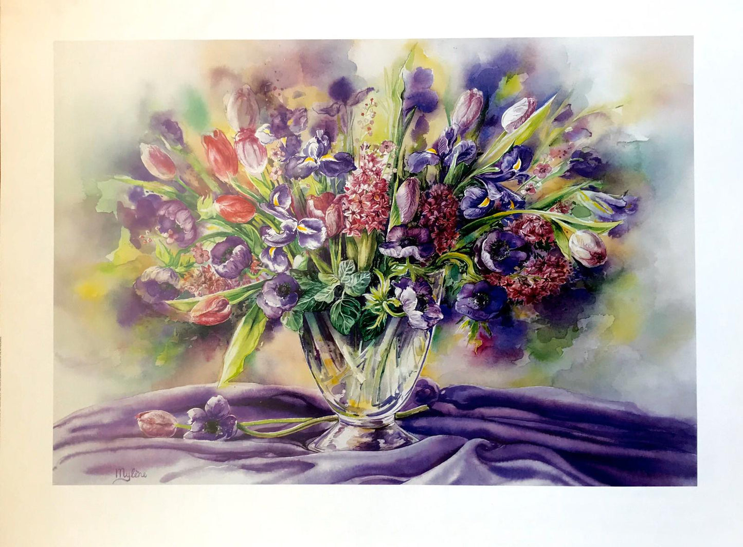 Poster of orchids and tulips by Mylene