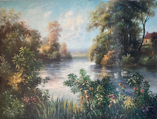 Rivière avec des cygnes