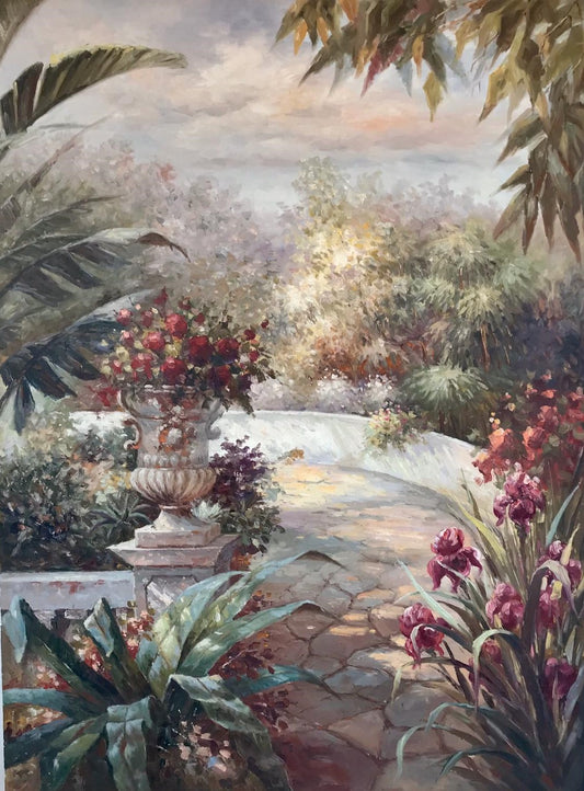 Chemin de jardin luxuriant