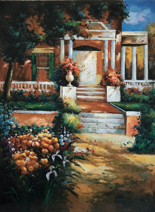 Escaliers à travers le jardin