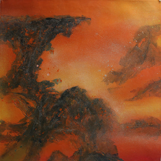 Nuages ​​sombres abstraits avec orange et rouge