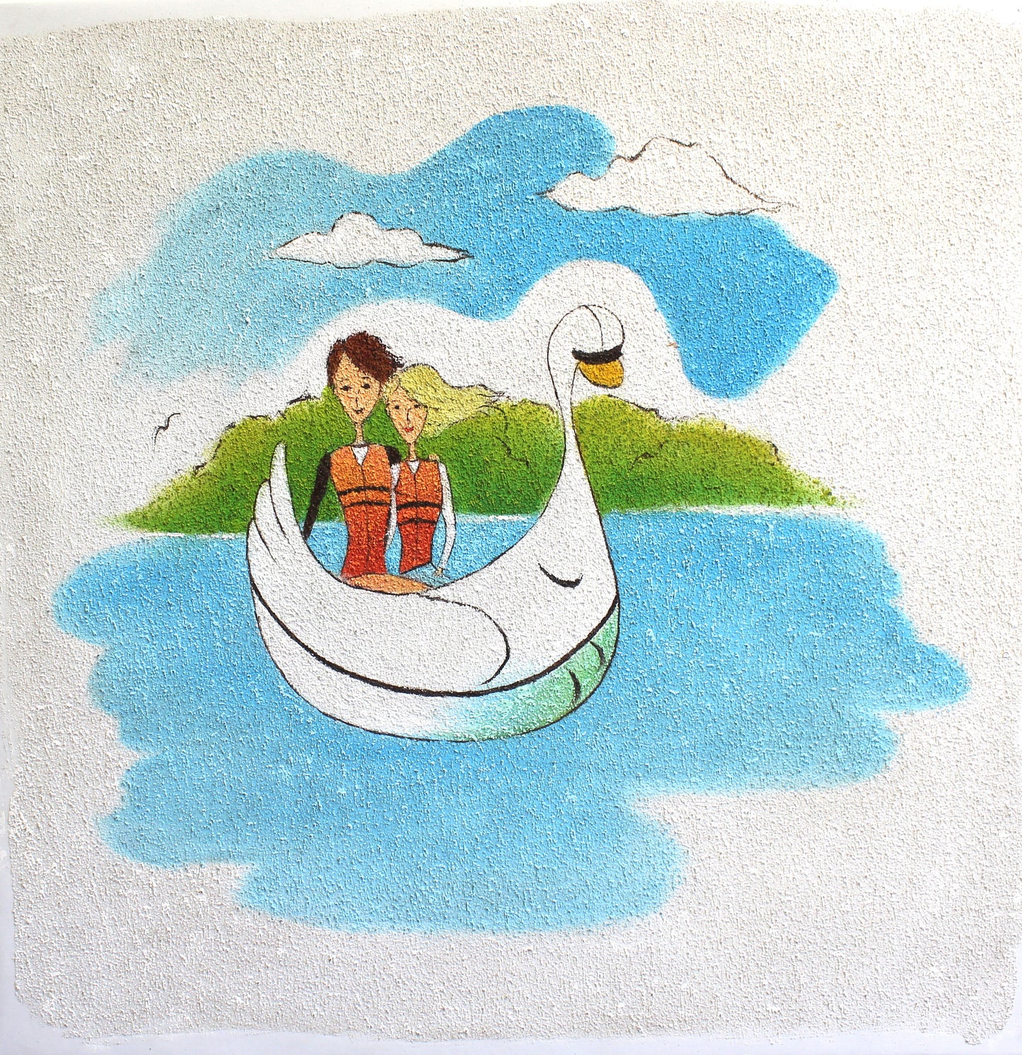 Couple dans un bateau cygne