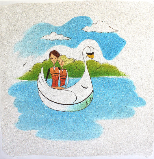Couple dans un bateau cygne