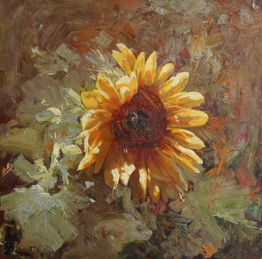 Un seul tournesol au soleil