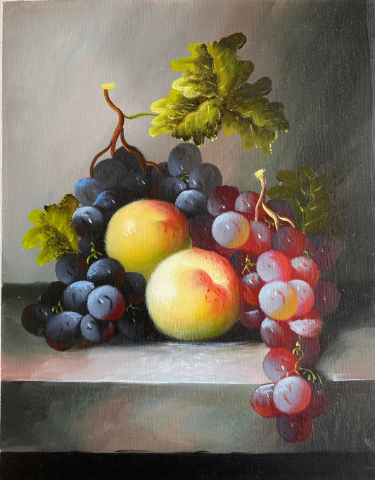 Nature morte de fruits et de feuilles