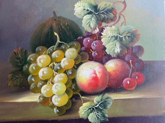 Nature morte d'une courge et de fruits