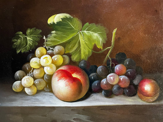 Nature morte de fruits sur fond marron