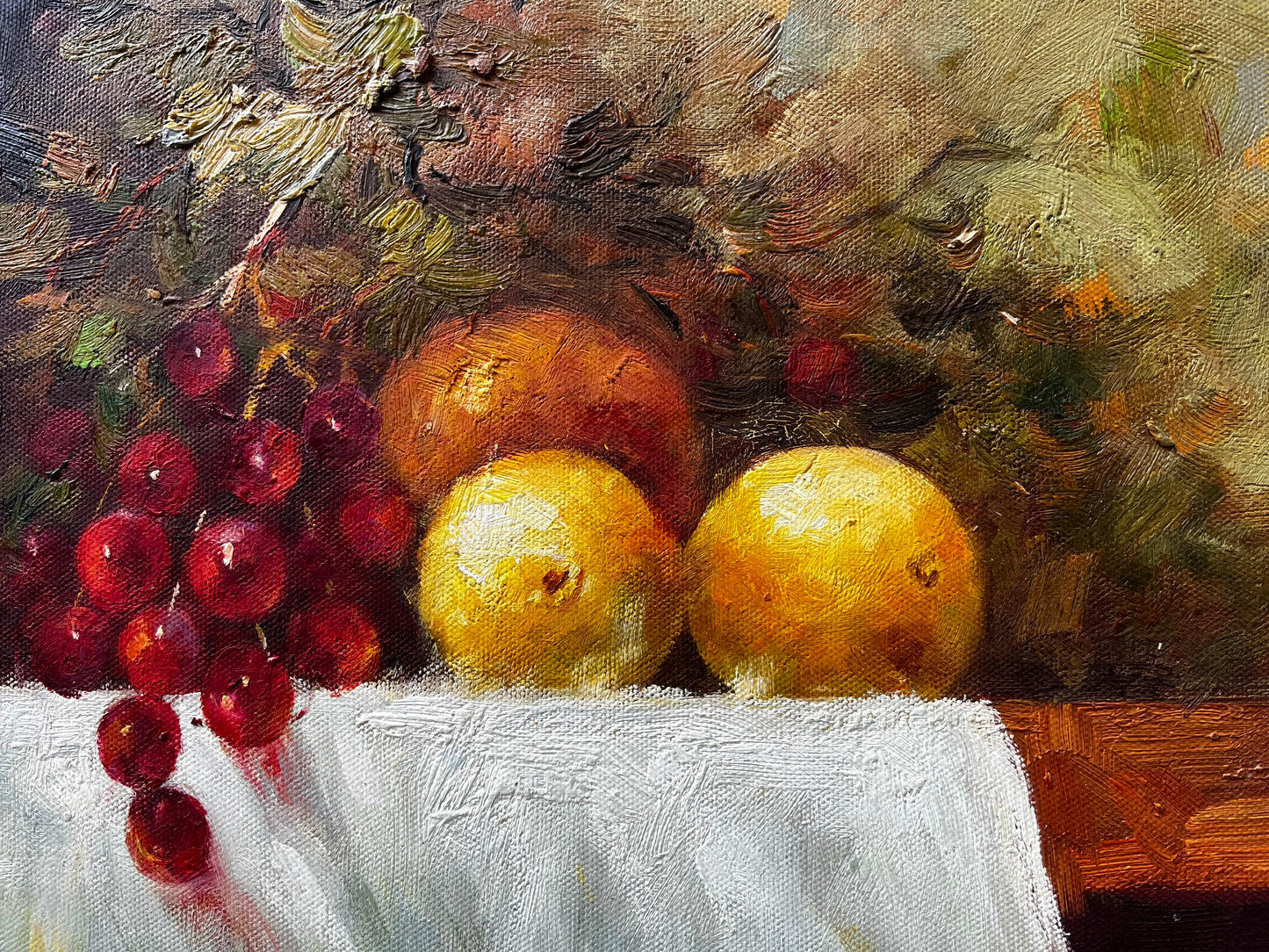 Nature morte de citrons et de raisins