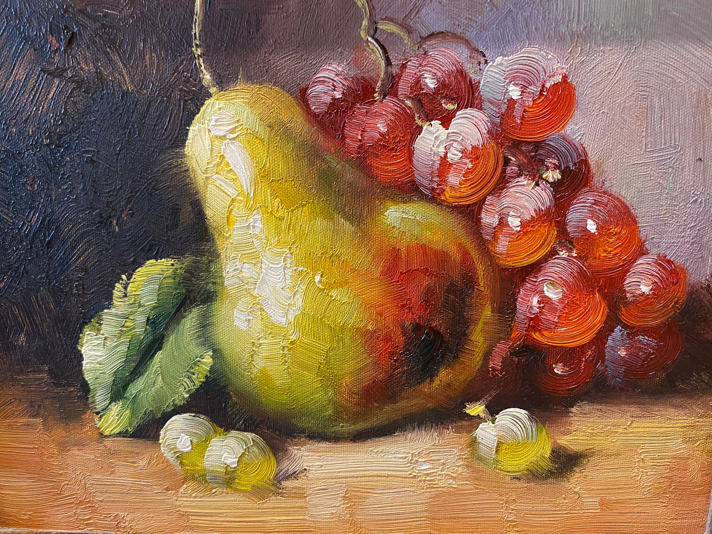 Nature morte d'une poire et de raisins