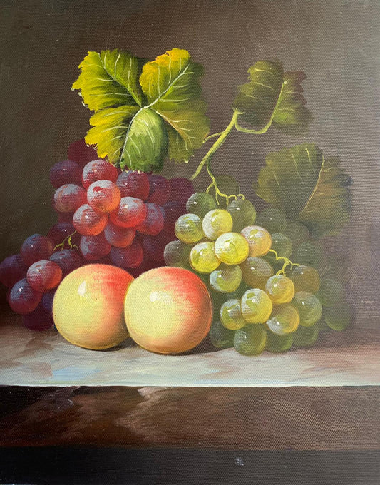 Nature morte de raisins et de pêches