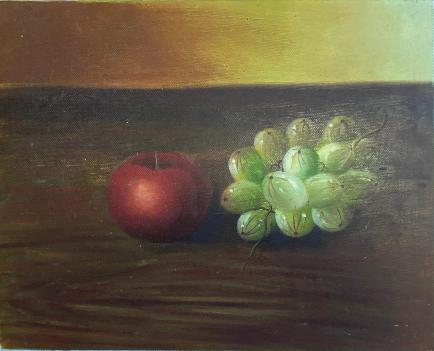 Nature morte d'une pomme et de raisins