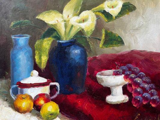 Nature morte de fleurs et de fruits