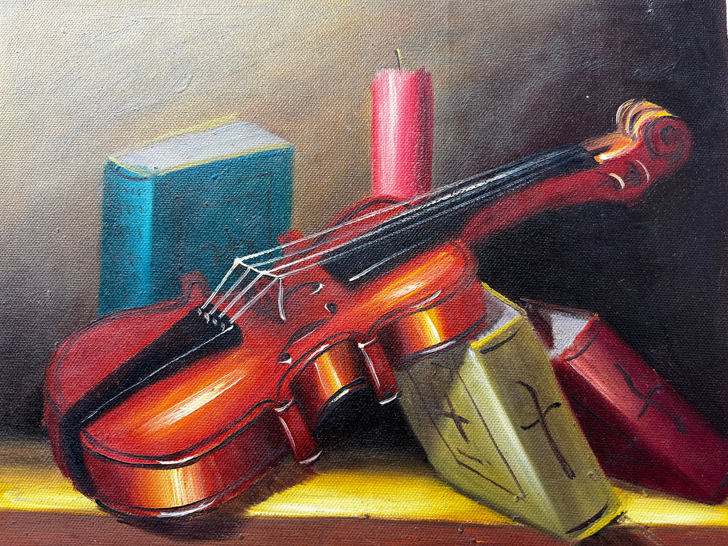 Nature morte d'un violon et de livres