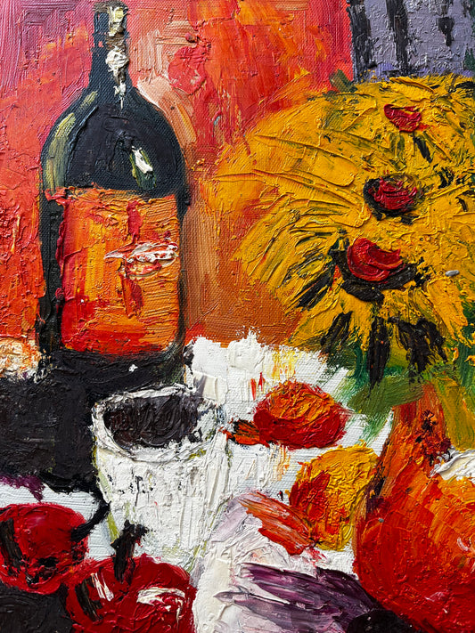 Nature morte d'une table avec des fleurs