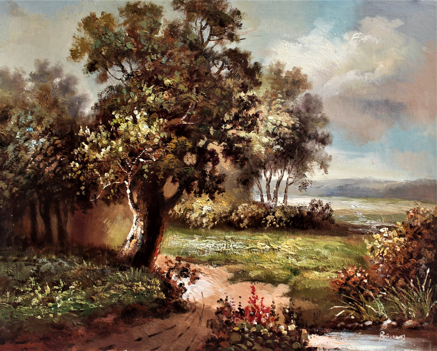 Paysage avec sentier sinueux