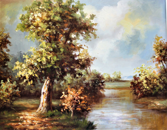 Paysage avec rivière rectiligne