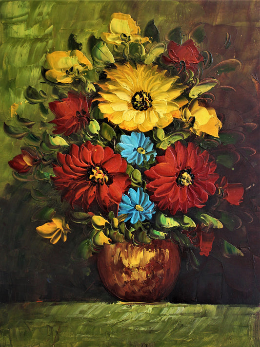 Yellow, Red and Blue floral bouquet