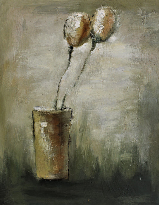 Two abstracted tulips in a vase