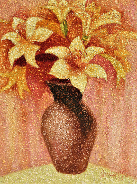 Yellow lilies in a vase