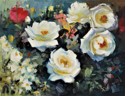 White roses in the garden