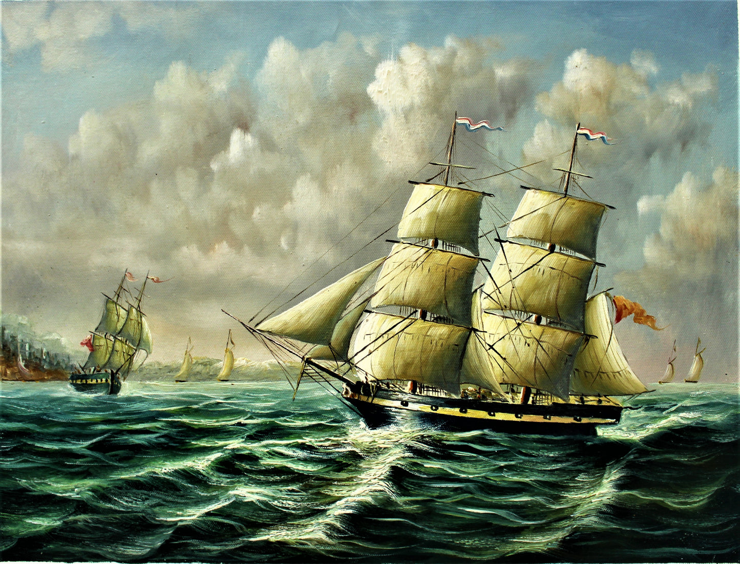 Six navires sur l'océan