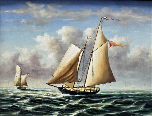 Two ships on the open ocean