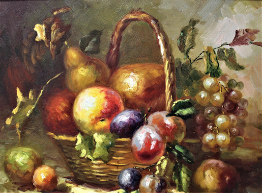 Still life of various fruits in a basket