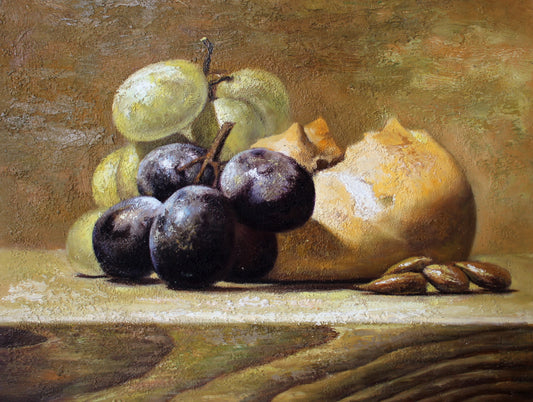Still life of dates, figs and bread