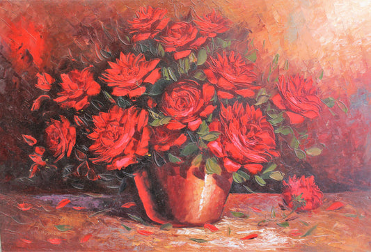Roses rouges dans un vase rouge