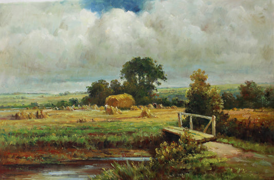 Petit pont vers un champ de blé