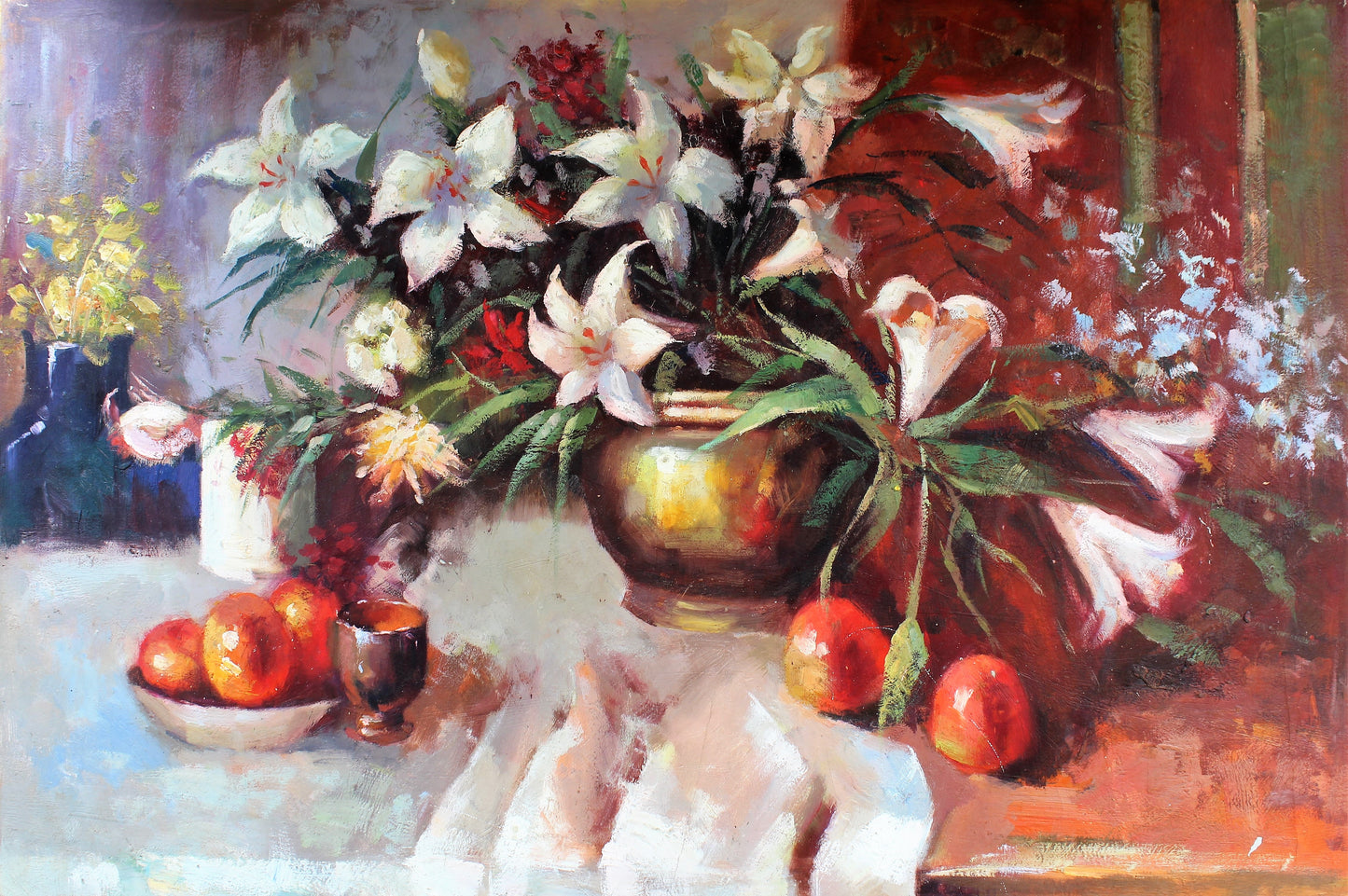 Nature morte de fleurs et d'oranges