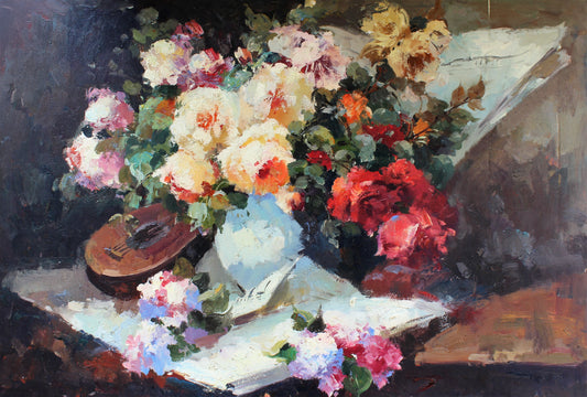 Nature morte au luth et aux fleurs
